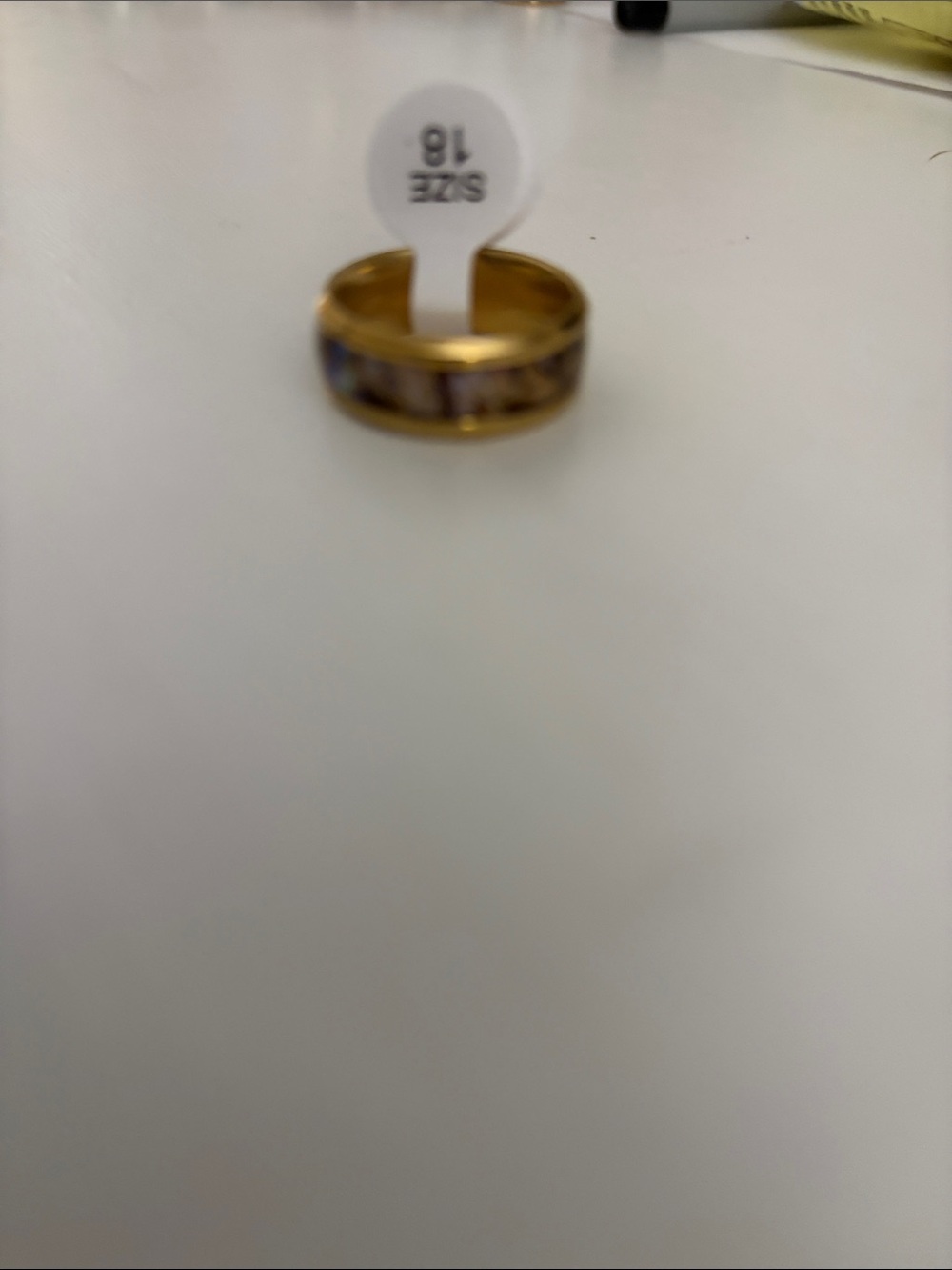 Gold-Tone Band Ring with Patterned Inlay